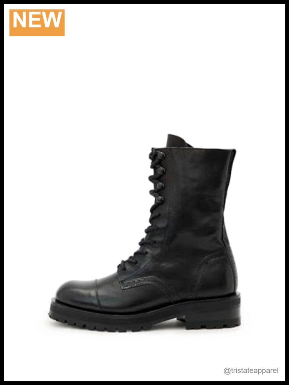 AllSaints Aastha Leather Mid-Calf Lace-Up Combat Boots